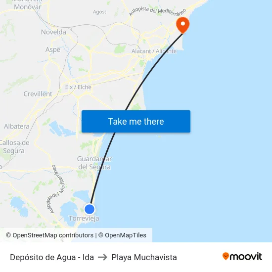 Depósito de Agua - Ida to Playa Muchavista map