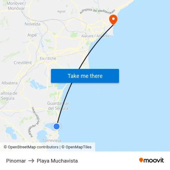 Pinomar to Playa Muchavista map
