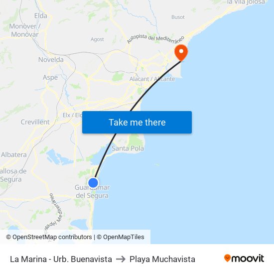 La Marina - Urb. Buenavista to Playa Muchavista map