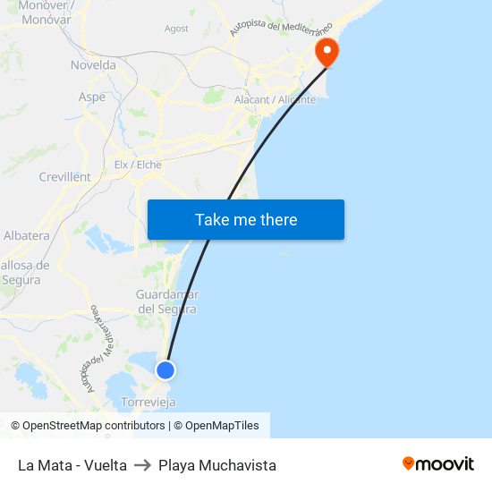 La Mata - Vuelta to Playa Muchavista map