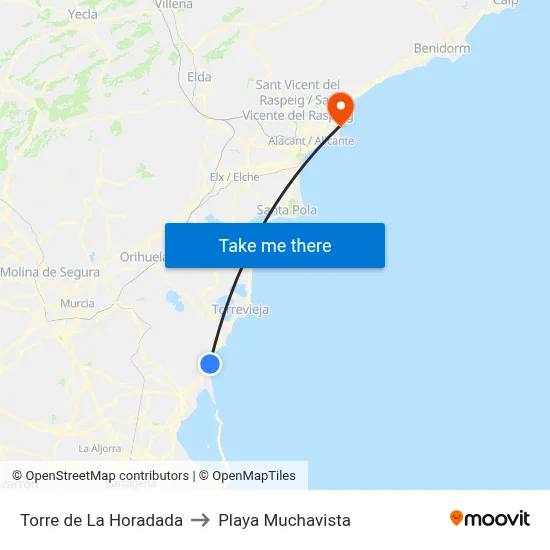 Torre de La Horadada to Playa Muchavista map