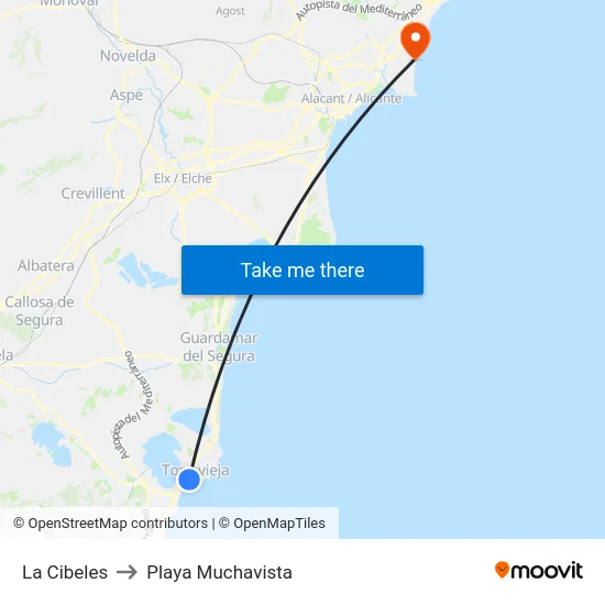 La Cibeles to Playa Muchavista map