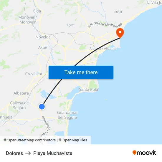 Dolores to Playa Muchavista map