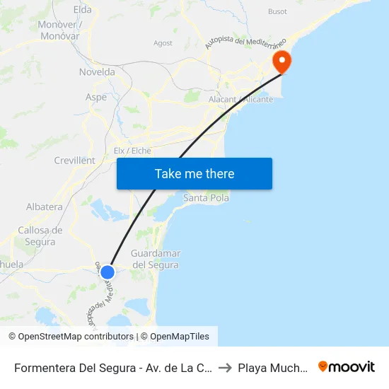 Formentera Del Segura - Av. de La Constitución to Playa Muchavista map