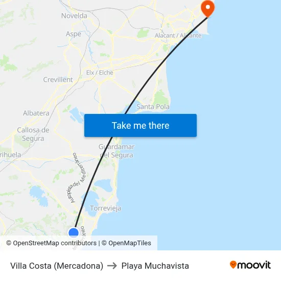 Villa Costa (Mercadona) to Playa Muchavista map