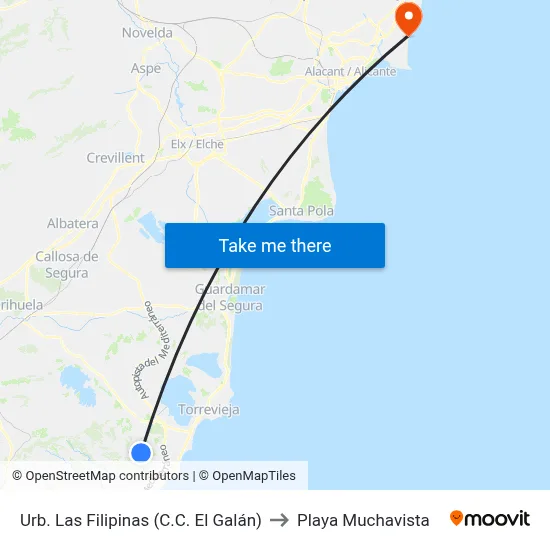 Urb. Las Filipinas (C.C. El Galán) to Playa Muchavista map