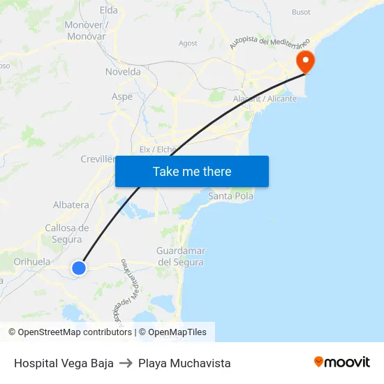 Hospital Vega Baja to Playa Muchavista map