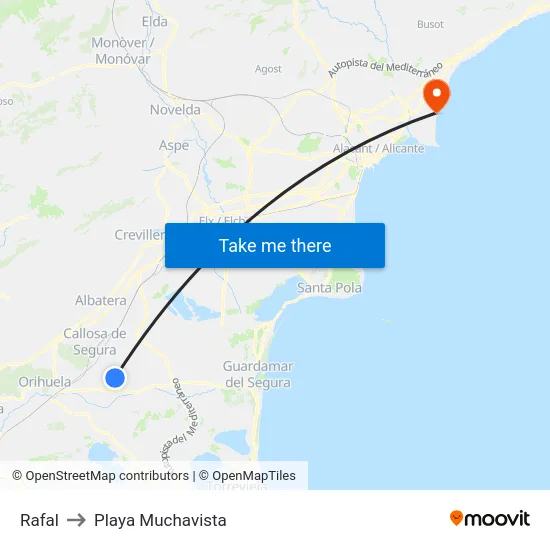 Rafal to Playa Muchavista map