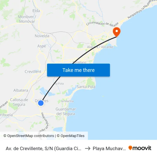 Av. de Crevillente, S/N (Guardia Civil) |Dlr to Playa Muchavista map