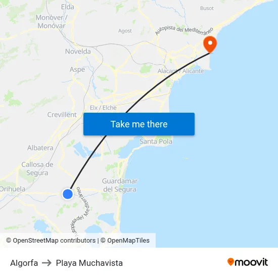 Algorfa to Playa Muchavista map