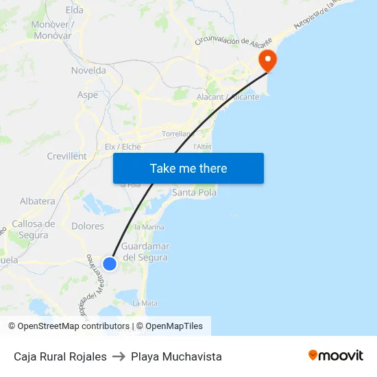 Caja Rural Rojales to Playa Muchavista map
