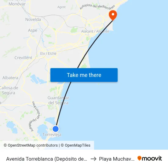 Avenida Torreblanca (Depósito de Agua) to Playa Muchavista map