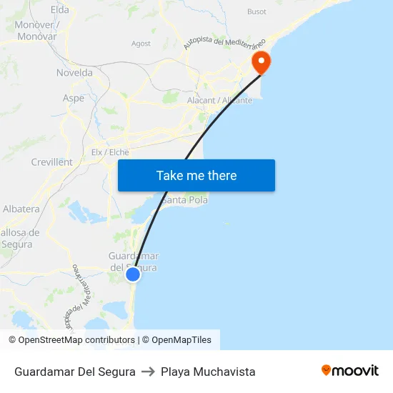 Guardamar Del Segura to Playa Muchavista map