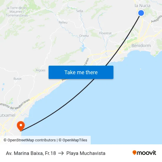 Av. Marina Baixa, Fr.18 to Playa Muchavista map