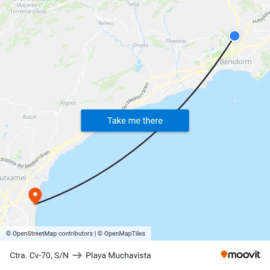 Ctra. Cv-70, S/N to Playa Muchavista map