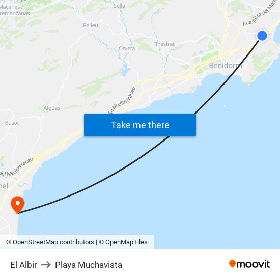 El Albir to Playa Muchavista map