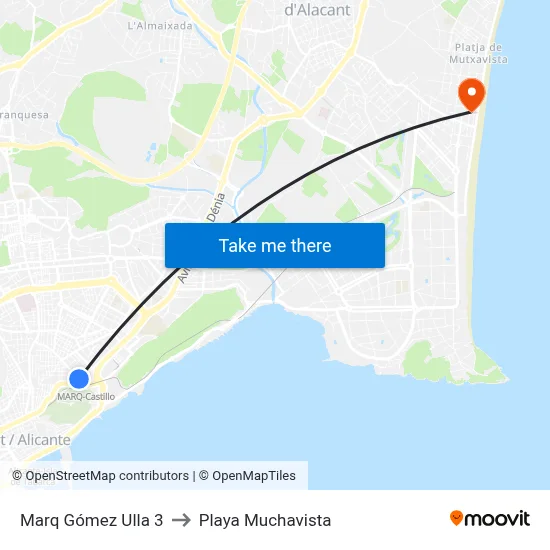 Marq Gómez Ulla 3 to Playa Muchavista map