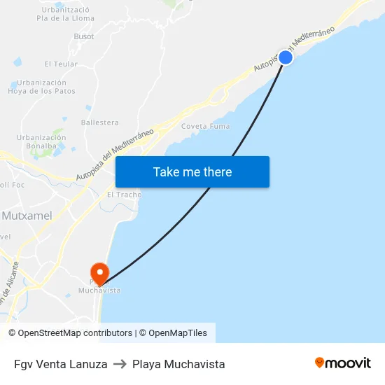 Fgv Venta Lanuza to Playa Muchavista map