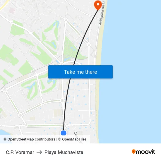 C.P. Voramar to Playa Muchavista map