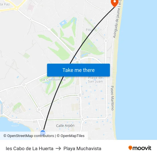 Ies Cabo de La Huerta to Playa Muchavista map