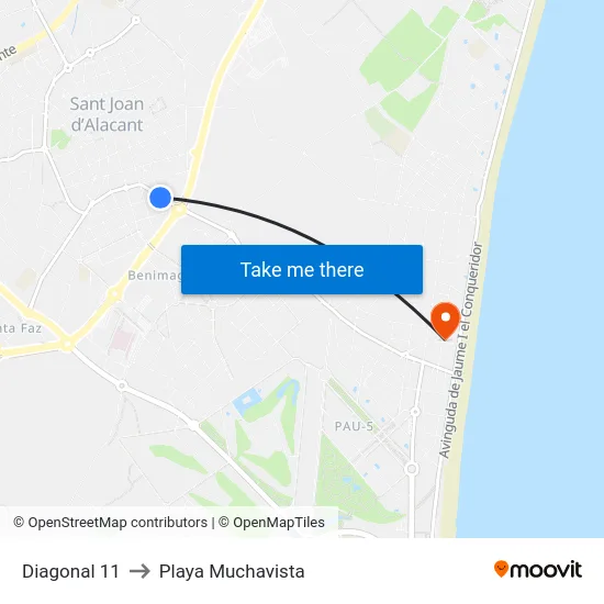 Diagonal 11 to Playa Muchavista map