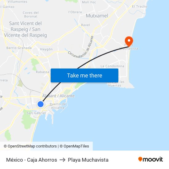 México - Caja Ahorros to Playa Muchavista map