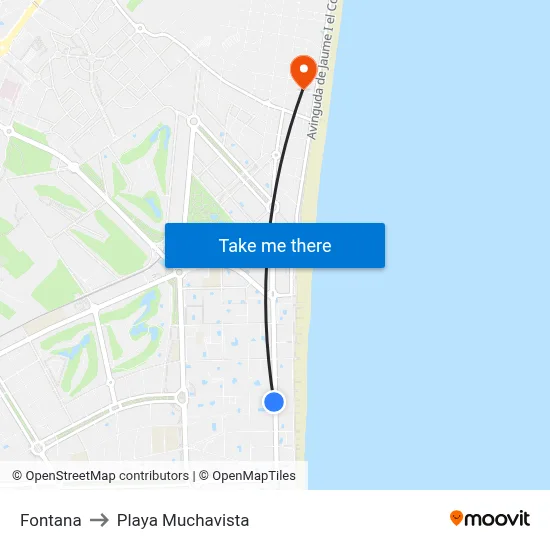 Fontana to Playa Muchavista map