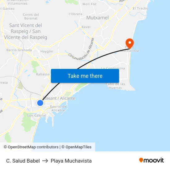 C. Salud Babel to Playa Muchavista map