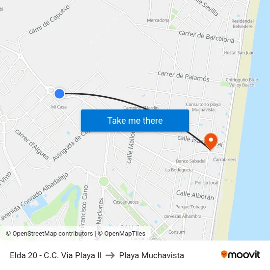 Elda 20 - C.C. Via Playa II to Playa Muchavista map