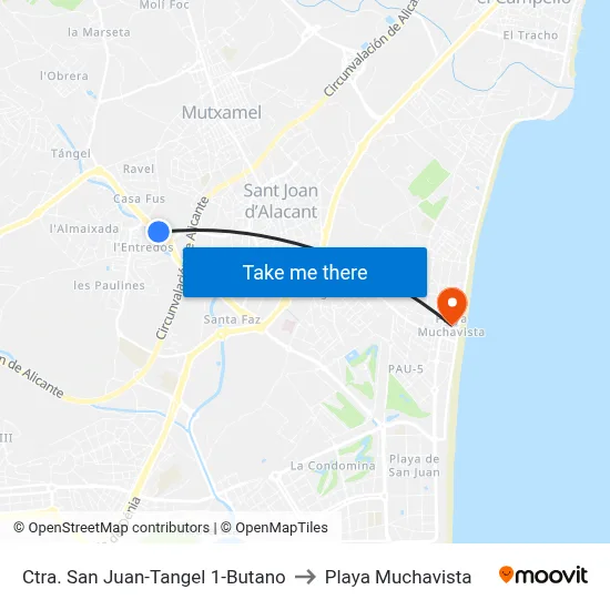 Ctra. San Juan-Tangel 1-Butano to Playa Muchavista map