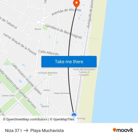 Niza 37 I to Playa Muchavista map