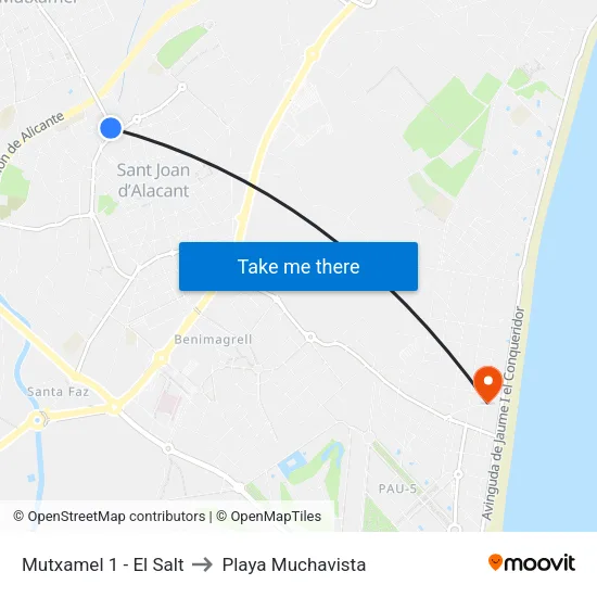 Mutxamel 1 - El Salt to Playa Muchavista map