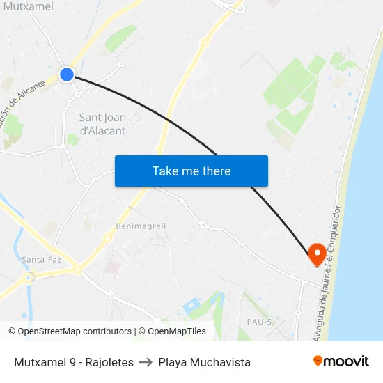 Mutxamel 9 - Rajoletes to Playa Muchavista map