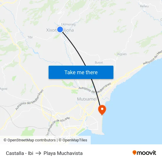 Castalla - Ibi to Playa Muchavista map