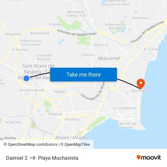 Daimiel 2 to Playa Muchavista map