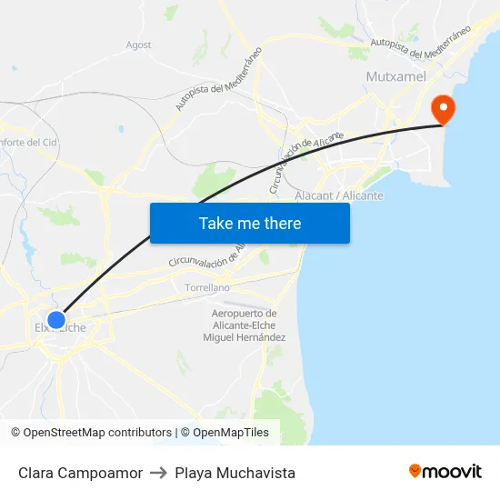 Clara Campoamor to Playa Muchavista map