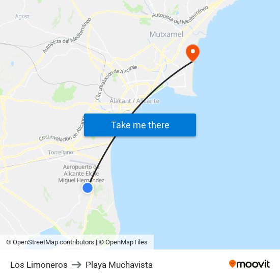 Los Limoneros to Playa Muchavista map