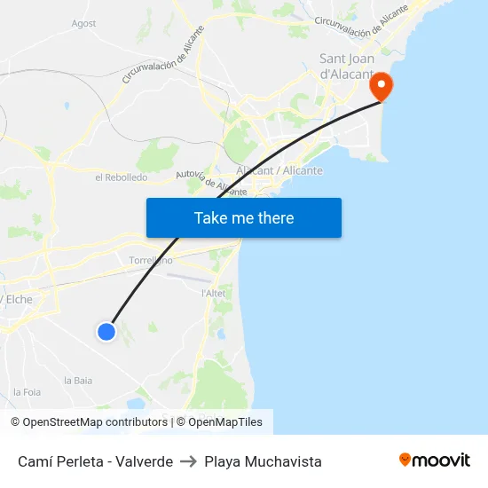 Camí Perleta - Valverde to Playa Muchavista map