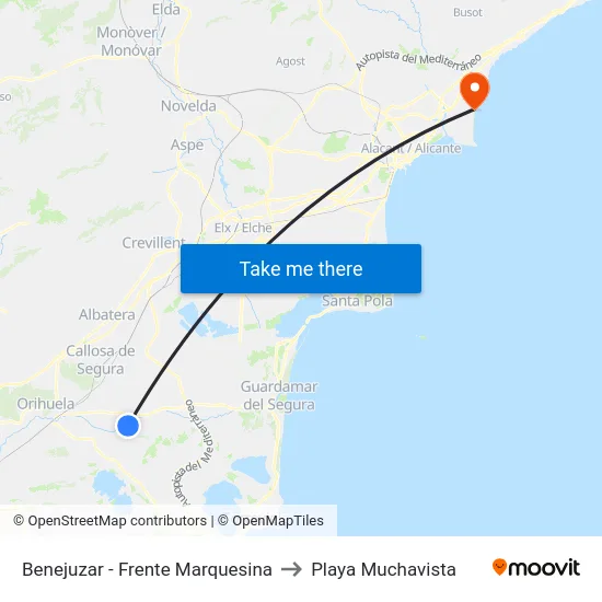 Benejuzar - Frente Marquesina to Playa Muchavista map