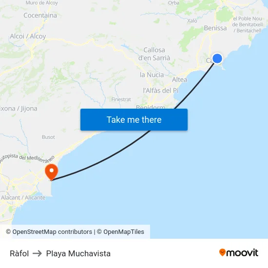 Ràfol to Playa Muchavista map