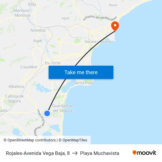 Rojales-Avenida Vega Baja, 8 to Playa Muchavista map