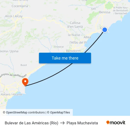 Bulevar de Las Américas (Río) to Playa Muchavista map