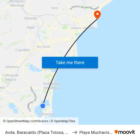 Avda. Baracaldo (Plaza Tolosa, 11) to Playa Muchavista map