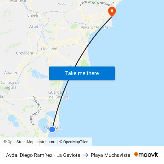 Avda. Diego Ramírez - La Gaviota to Playa Muchavista map