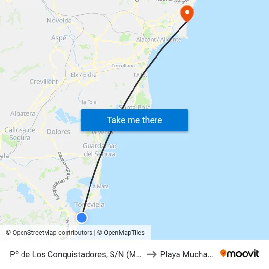 Pº de Los Conquistadores, S/N (Mar Azul) to Playa Muchavista map