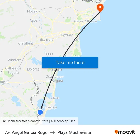 Av. Angel García Rogel to Playa Muchavista map
