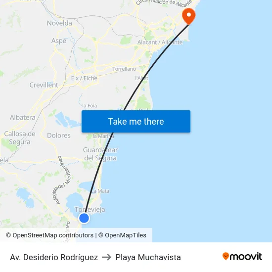 Av. Desiderio Rodríguez to Playa Muchavista map
