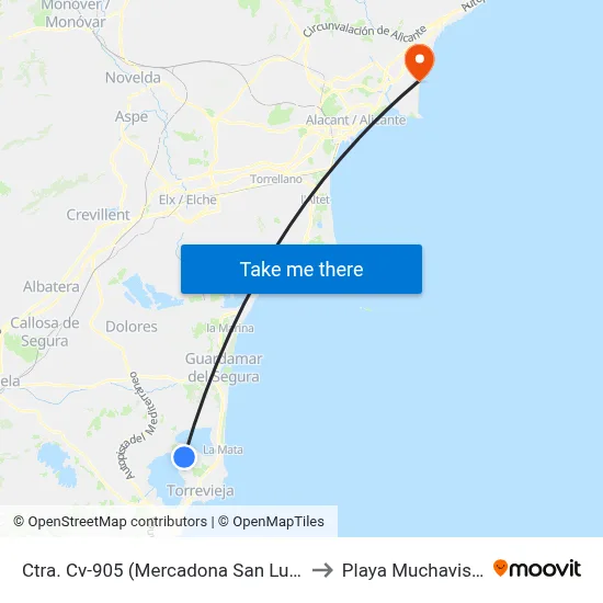 Ctra. Cv-905 (Mercadona San Luis) to Playa Muchavista map