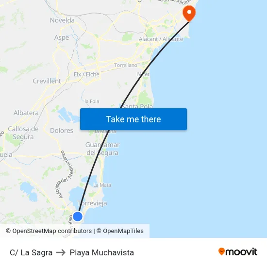 C/ La Sagra to Playa Muchavista map