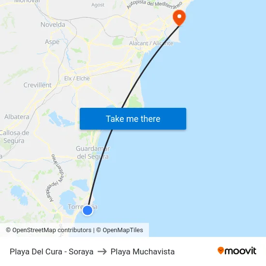 Playa Del Cura -  Soraya to Playa Muchavista map